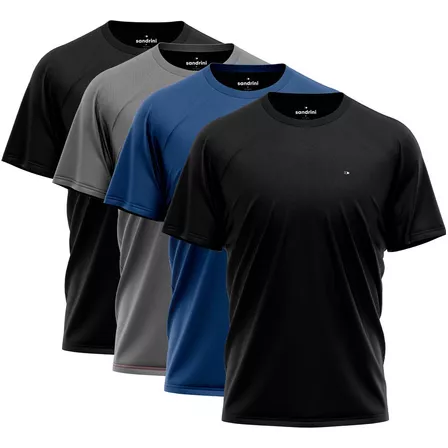 Kit 4 Camiseta Dry-fit Sandrini Masculina Academia Caminhada