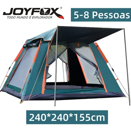Barraca De Camping Automatica Upf 50+ Impermeavel 1500mm Grande Para 5-8 Pessoas 240*240*155cm Joyfox Cor Verde-escuro