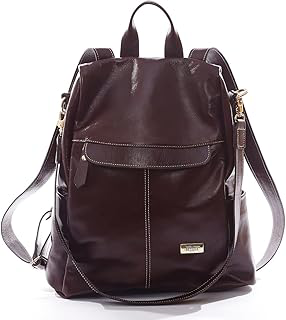 Mochila Feminina Antifurto em Couro Legítimo para Notebook até 13" Uso Escolar Faculdade Passeio e Viagem