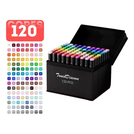 Conjunto Canetas Marcador Canetinha Ponta Dupla 80 Cores Kit