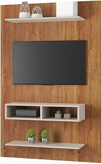 Painel Para TV Até 50 Polegadas com Prateleira e Nicho 1,15m Berlin Madeirado/Off White