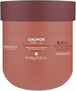 MASCARA CAPILAR CACHOS 2X1 500 G ARVENSIS PARA CABELOS CACHEADOS, CRESPOS E CRESPISSIMOS