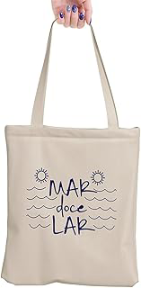 Bolsa de Moda Praia Ecobag Mar doce Lar Sacola Feminina Ecológica Algodão Cru
