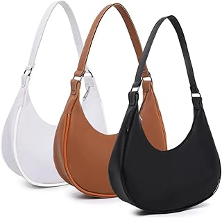 Kit 3 Bolsas Meia Lua Branca Preta Caramelo Estilo Canoa Blogueira