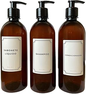 Kit Banheiro Frasco Shampoo Condicionador 500ml Pump (3 Un)