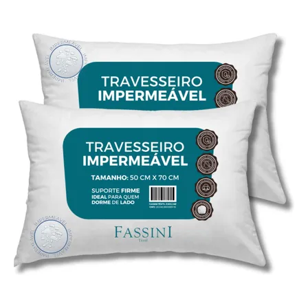 4 Travesseiros Antialérgico Impermeável 50x70 Super Macio Branco