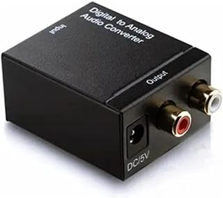 Aparelho Conversor Áudio Digital Analógico Com Cabos Optico P/ Saída Rca + Fonte Adaptador Analógico Acessório Eletrônico