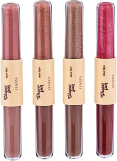 Duo de Batom e Gloss Labial, com Vitamina E e Óleo de Rosa Mosqueta, Hidratante Fenzza Choco Fun - Máquiagem (Brigadeiro)