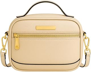 Bolsa Feminina Pequena Tiracolo Estilo Baú em Couro Sintético com Alça de Mão e Transversal removível, Compacta e Versátil para o Dia a Dia