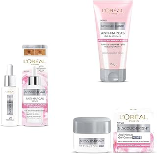 Kit L'Oréal Paris Sérum + Gel Limpeza + Gel-Creme Noite Glycolic-Bright