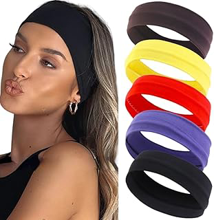 BellaImport Bandanas para mulheres 6 peças faixas de cabelo para cabelo feminino tecido macio faixa de cabeça anos 90 faixas de cabelo yoga esportes acessórios de cabelo, faixas de cabelo