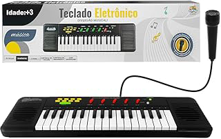 Teclado Musical Eletrônico Com Microfone Karaokê Infantil