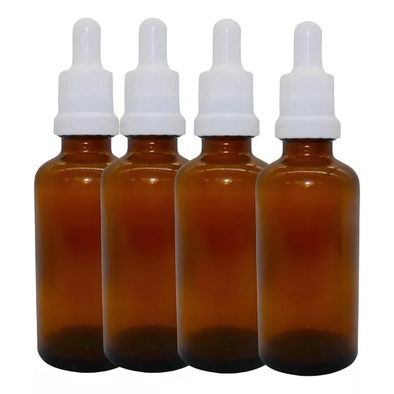 50 Vidro De 30ml P/ Florais Homeopatia Fitoterapia Fragrância Bulbo e tampa branco