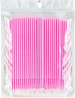 LLTGMV 100PCS Micro Brush, Micro Swabs for Eyelash Extension, Disposable Micro Applicator Brush Micro Eyelash Swabs Pink(Head Diameter: 2.0mm)