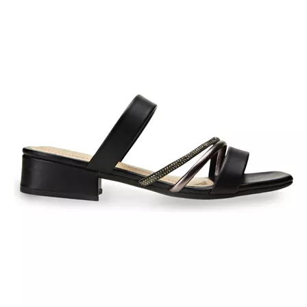 Tamanco Casual Feminino Salto Robusto Baixo Strass Ramarim