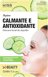 Máscara Facial de Algodão, Kiss New York Professional, Pepino