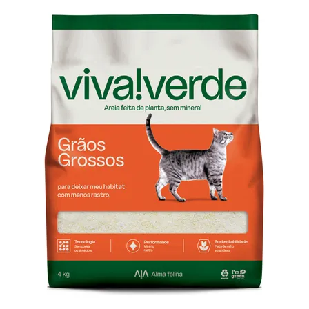 Areia Higiênica 4kg Para Gato Viva Verde Grãos Grossos