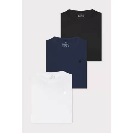 Kit 3 Camisetas Masculinas Regular Algodão Polo Wear Sortido