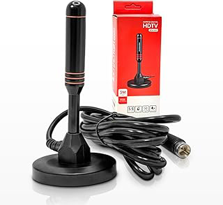 Antena Digital HD 3.5dbi Interna e Externa HDTV UHF/VHF C/Imã Conector F Possui um cabo de 3 metros resistente à água