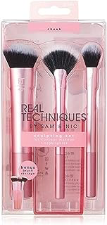 Real Techniques Kit para Acabamento com 3 Pincéis e Porta Pincel, Rosa