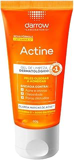 Darrow Actine Gel de Limpeza Dermatológico Facial com Ácido Salicílico, Vitamina C e Lactato de Mentila, Redução de 86% da Acne e -90% Oleosidade Imediatamente, 60g