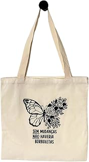 Sacola Ecobag Algodão Cru Tecido Pano Mudanças Borboletas