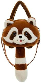 Bolsa Feminina Pelúcia Infantil e Juvenil Formato Bolsa de Ombro e Mão Fofa com Alça Ajustável Estilo Kawaii, Ideal para Passeios, Raccon Raposa