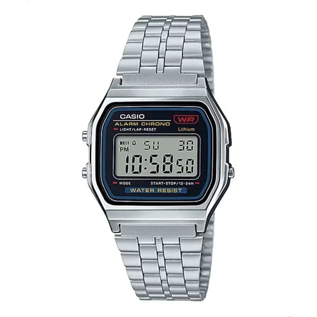 Relógio Casio Digital Vintage Unissex Prata A159wan1df 30m