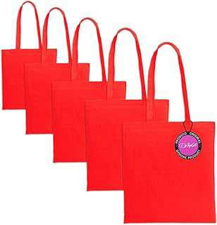 Kit 5x Sacola Ecobag em Algodão Reciclado e Poliéster Breeze TopGet (Vermelho)