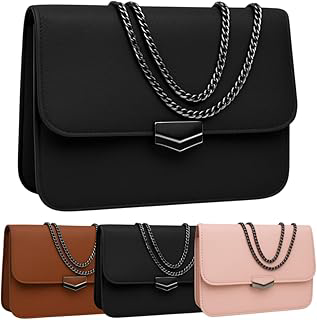 Bolsa Carteira Feminina com Alça Corrente, Fecho Imã, 1 Divisória, Disponível em Marrom, Preto e Rosa