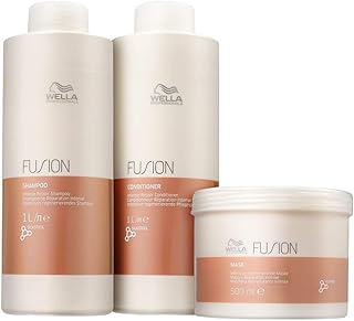 Kit Wella Shampoo 1L e Condicionador 1L e Máscara 500 ml Fusion