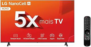 Smart TV 4K 75" LG NanoCell 75NANO80T Processador α5 Ger7 AI Hub de Esportes Alexa/Chromecast integrado webOS 24 Controle Smart Magic