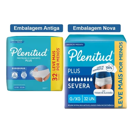 Fralda Geriátrica Plenitud Protect Plus P/m E G/xg 32un