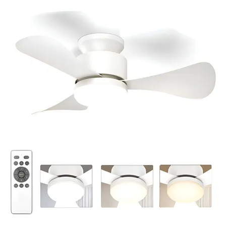 Ventilador De Teto Branco Com Luz E Controle Remoto, Ventilador De Teto Com Luz, 3cct De Cor, 6 Velocidades, Ventilador De Teto Embutido Silencioso E Reversível, Para Quarto E Espaços Externo